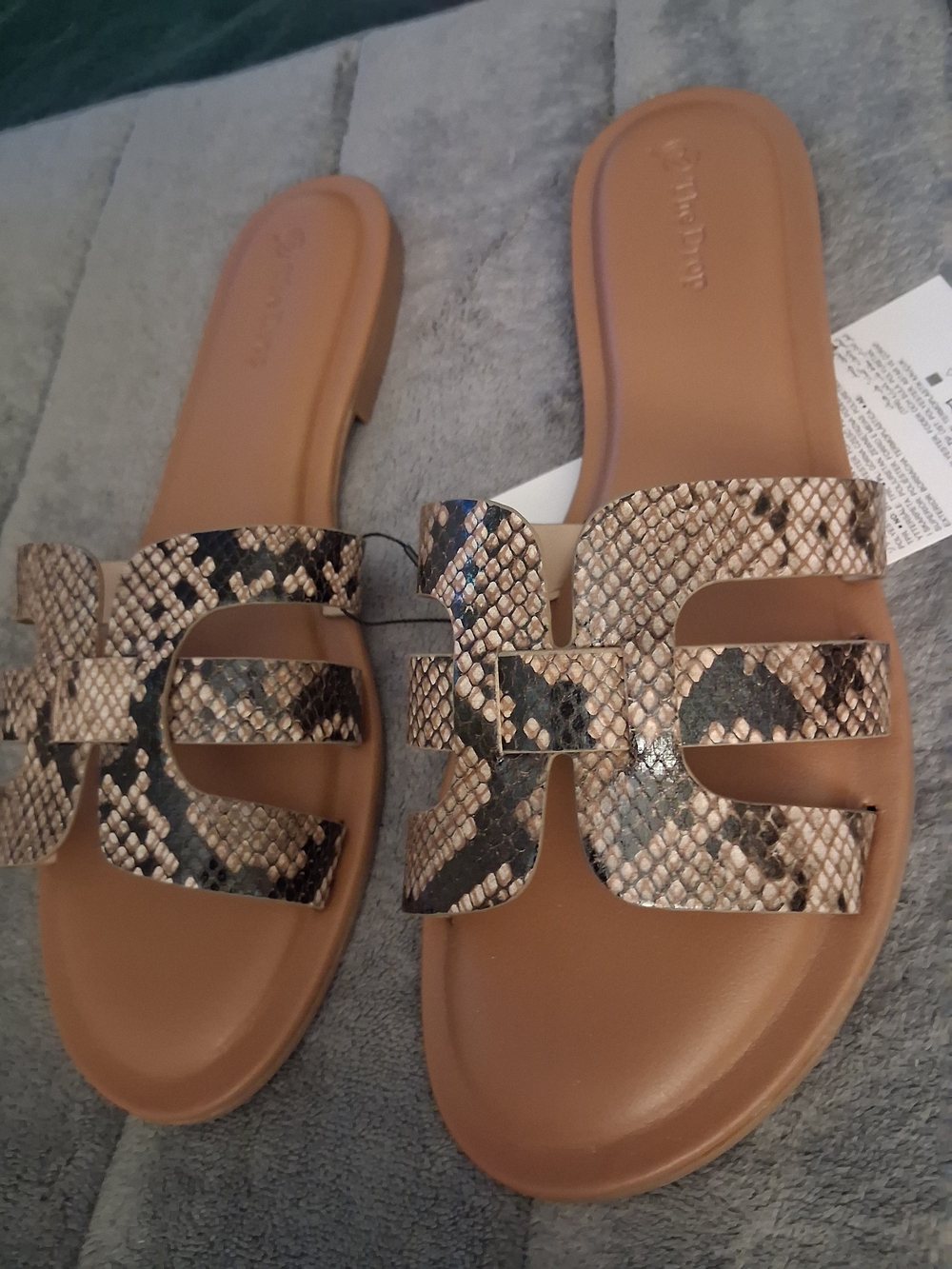 Snake-Print Slide Sandals in Tan US Size 10 The Drop